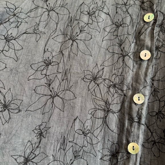 Cut Loose Button Up Shirt Floral Linen Lagenlook Beach Relaxed Fit XS - Picture 3 of 6